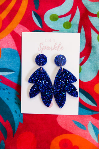 Resin Leaf Dangles DARK BLUE