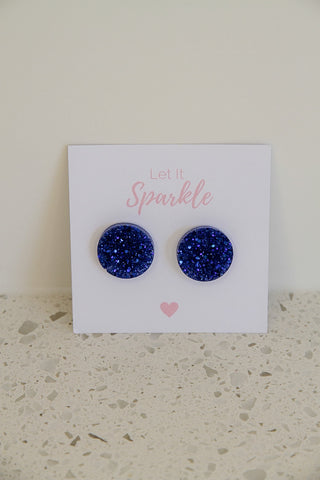 Resin Large Circle Studs DARK BLUE