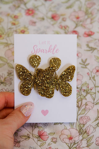Resin Butterfly Dangles GOLD