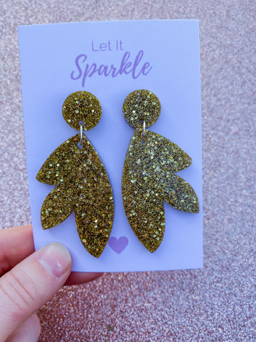 Resin Leaf Earrings GOLD