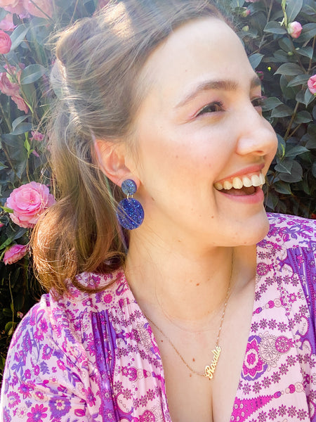 Resin Circle Dangles DARK BLUE