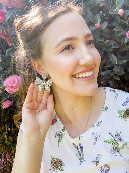 Resin Butterfly Dangles SILVER