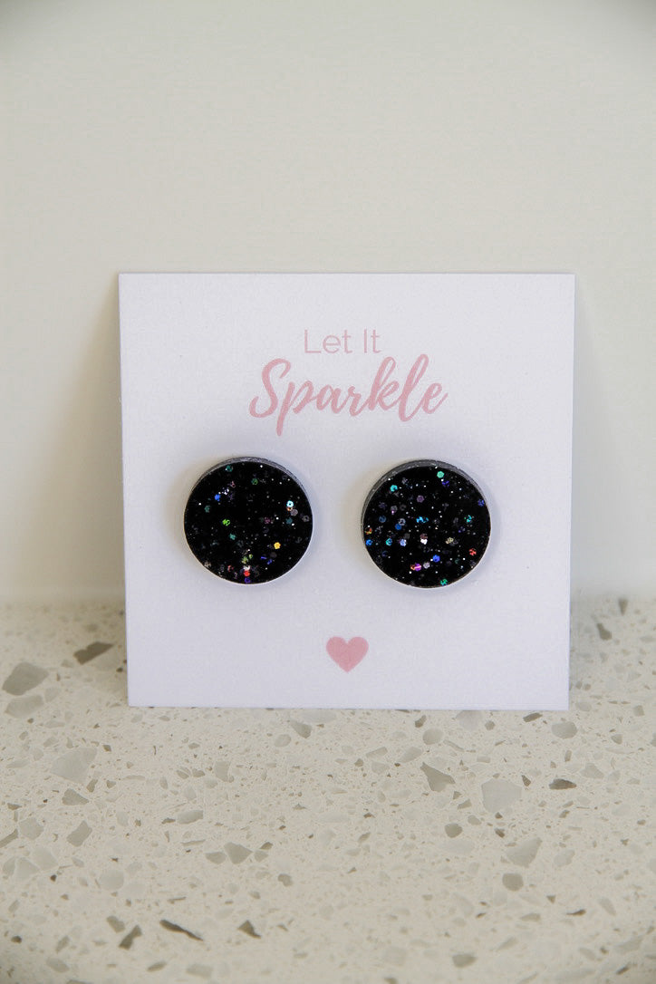 Resin Large Circle Studs BLACK
