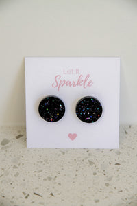 Resin Large Circle Studs BLACK