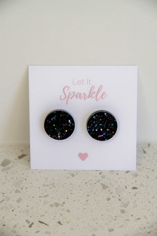 Resin Large Circle Studs BLACK