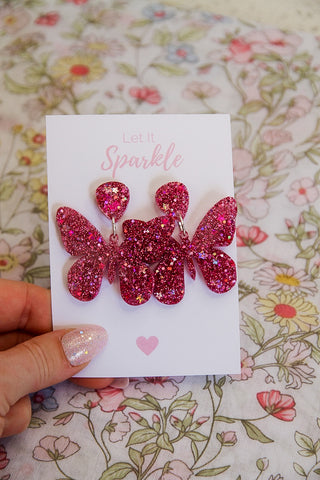 Resin Butterfly Dangles PINK