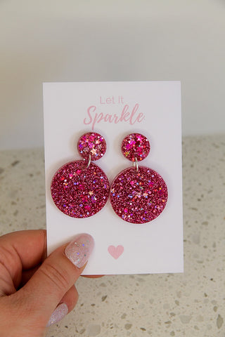 Resin Circle Dangles PINK