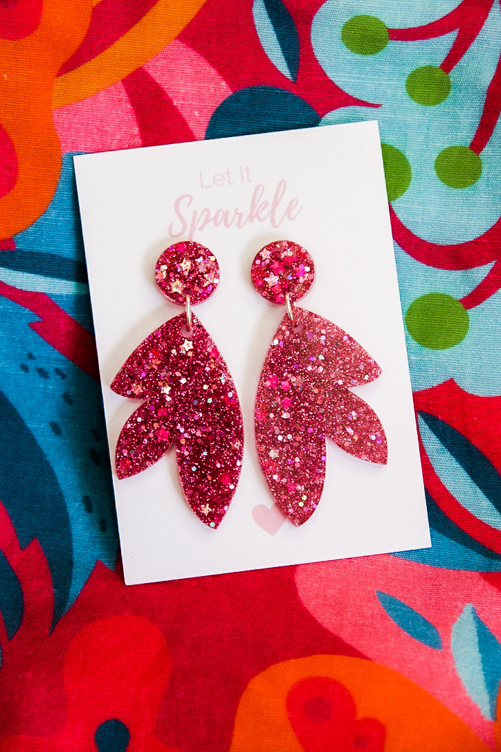 Resin Leaf Dangles PINK