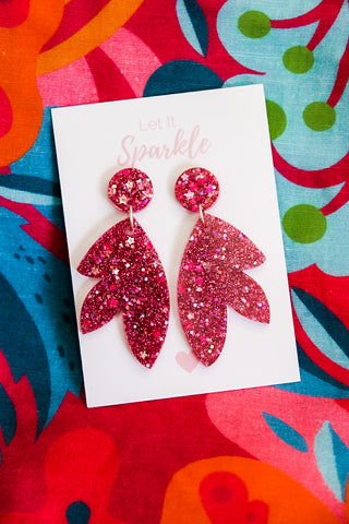 Resin Leaf Dangles PINK