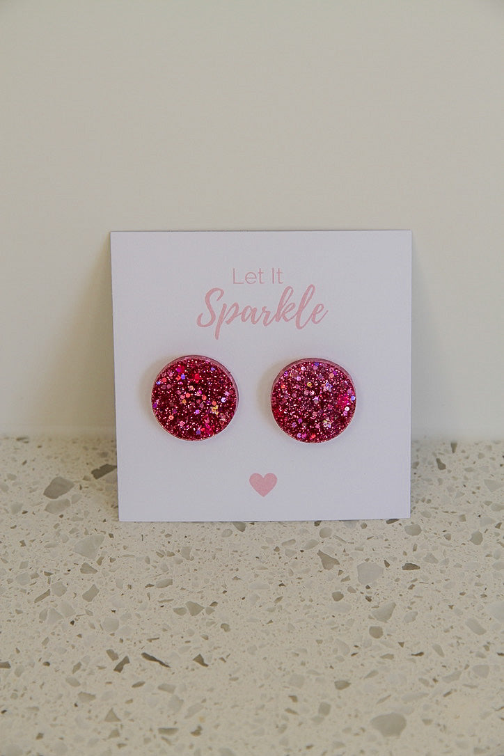 Resin Large Circle Studs PINK