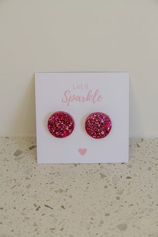 Resin Large Circle Studs PINK