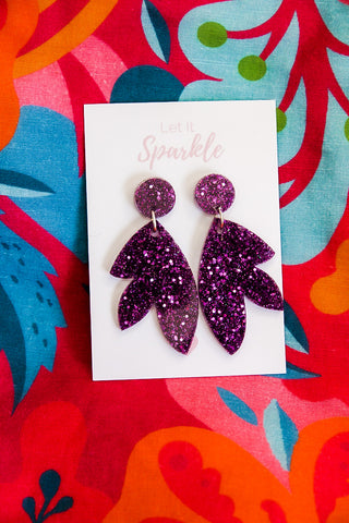 Resin Leaf Dangles PURPLE