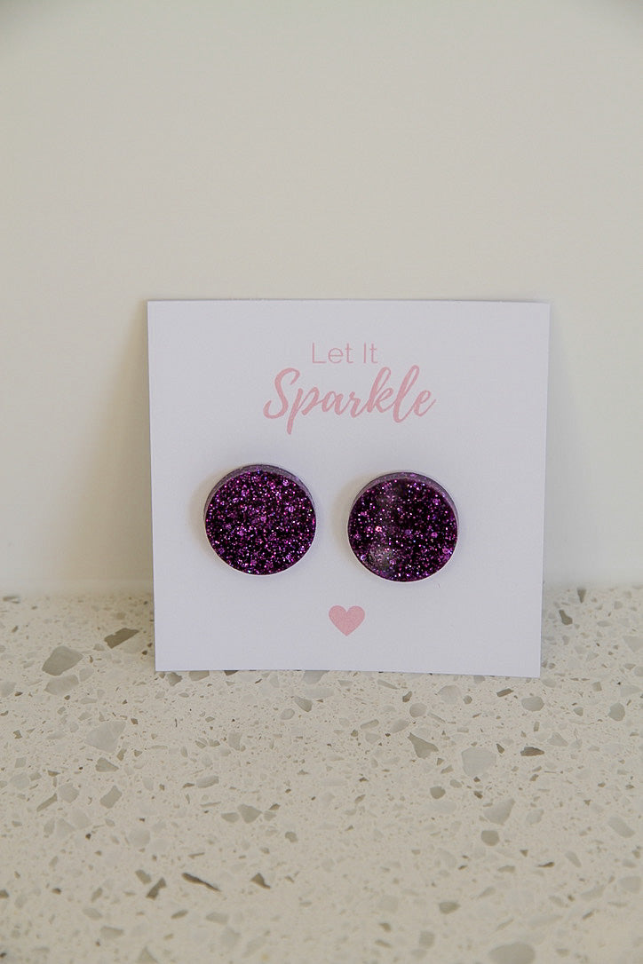 Resin Large Circle Studs PURPLE