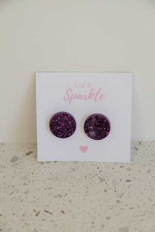Resin Large Circle Studs PURPLE