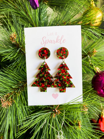 Red & Green Christmas Tree Dangles