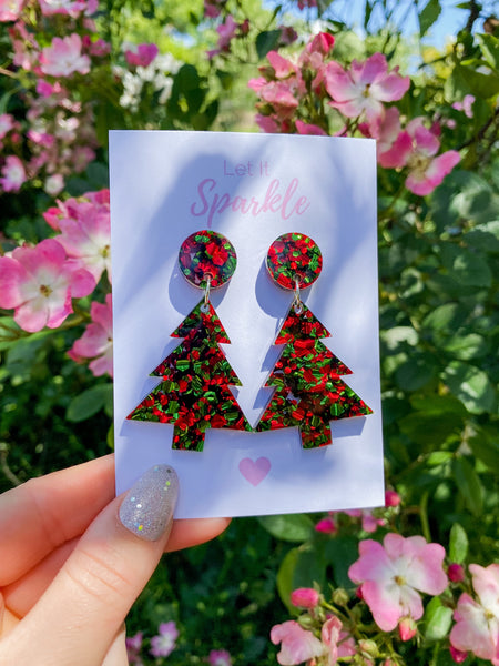 Red & Green Christmas Tree Dangles