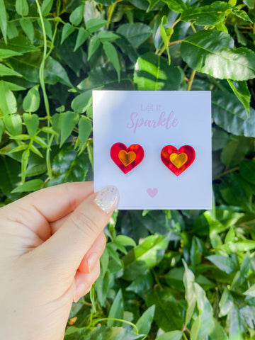 Red Sweet Heart Studs