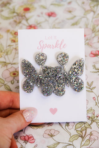 Resin Butterfly Dangles SILVER