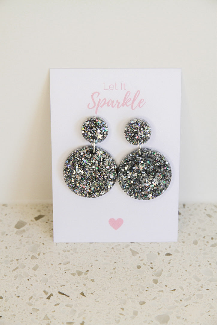 Resin Circle Dangles SILVER