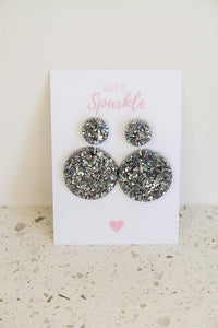Resin Circle Dangles SILVER
