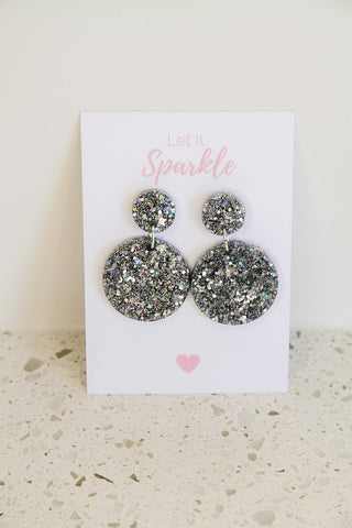 Resin Circle Dangles SILVER