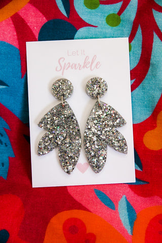 Resin Leaf Dangles SILVER