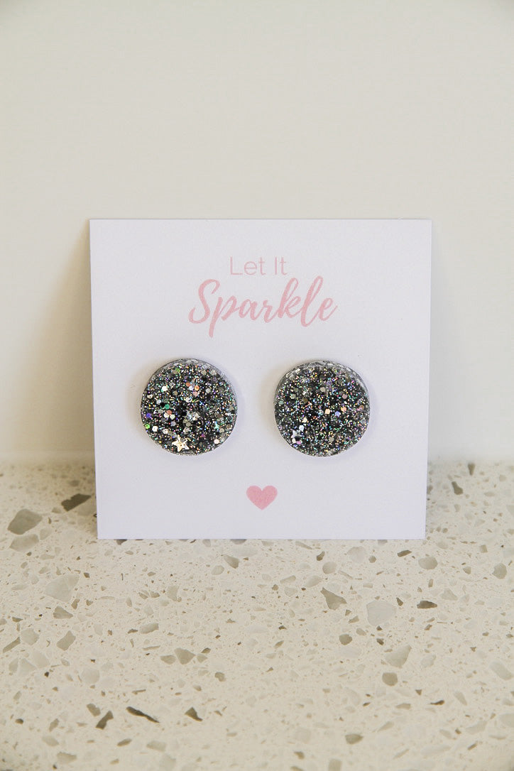 Resin Large Circle Studs SILVER