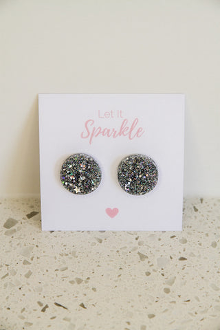 Resin Large Circle Studs SILVER