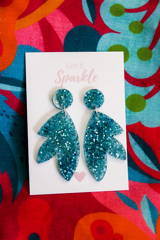 Resin Leaf Dangles TURQUOISE